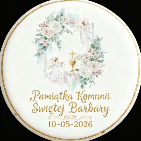 Ciastko lukier Twój Sakrament personalizuj  Pamiątka Komunii Świętej Barbary,descri