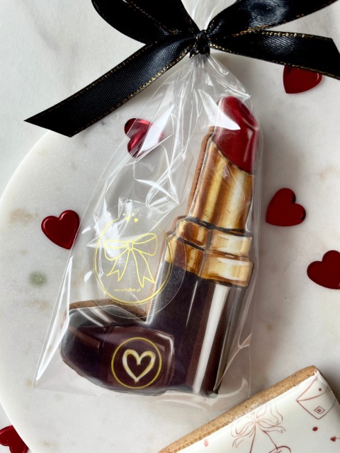 Ciastko lukrowane Dzień Kobiet urodziny czerwona pomadka