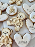 Ciastko lukrowane zestaw miś serce kremowy personalizacja podziękowanie dowolny kolor