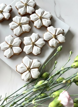 Ciastko lukrowane kwiatek stokrotka komunia chrzest roczek podziękowanie prezent dla gości pamiątka