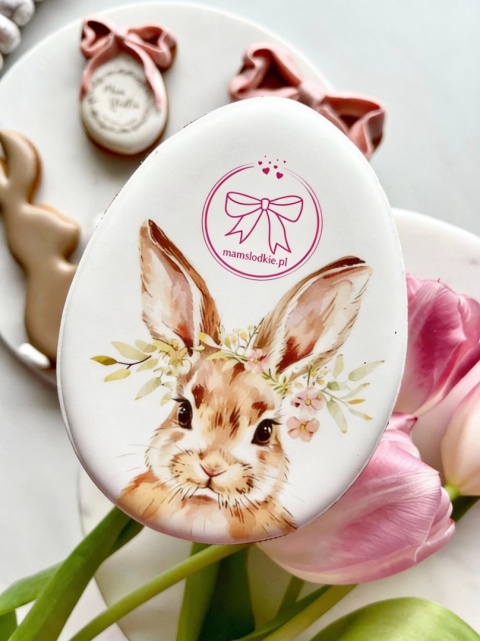 Ciastko lukrowane mała pisanka zając z logo