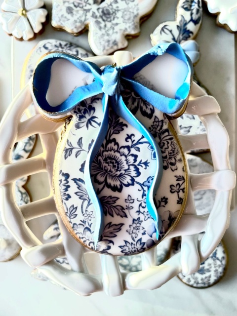 Ciastko lukrowane kolekcja chabrowa pisanka wielkanocna jajo do koszyczka kokarda L