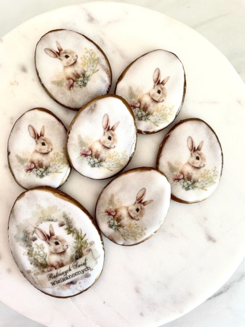 Ciastko polukrowane zestaw 7 sztuk pisanka wielkanocna jajo do koszyczka zajączki