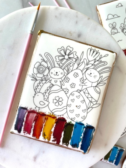 Ciastko lukrowane wielkanocna kolorowanka wesoła łąka