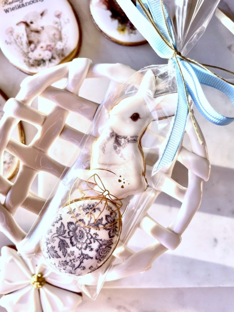 Ciastko lukrowane zestaw mini pisanka i zając chabrowy