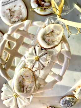 Ciastko lukrowane zestaw mini pisanki z kwiatkiem owieczki do koszyczka