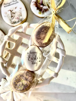 Ciastko lukrowane zestaw mini pisanki zając i kwiaty do koszyczka