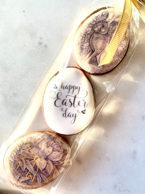 Ciastko lukrowane zestaw mini pisanki zając i kwiaty do koszyczka