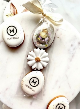 Ciastko lukrowane zestaw pisanki kwiatek logo kurczak w gnieździe