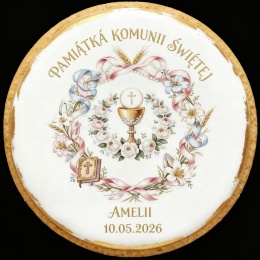 Pamiątka Komunii Świętej  Ciastko Lukier personalizuj napis