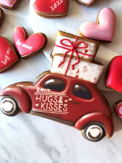 Pierniczek lukrowany duże auto garbus poczta miłosna prezenty walentynkowe