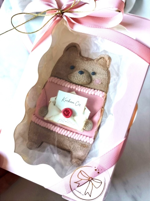 Pierniczek lukrowany miś misiek ruchoma walentynka Kocham Cię