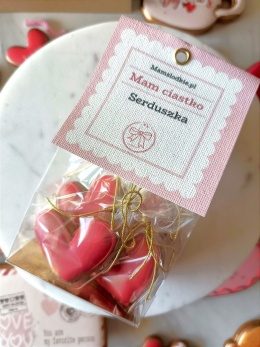 Pierniczek lukrowany serduszka czerwone zestaw 5 sztuk