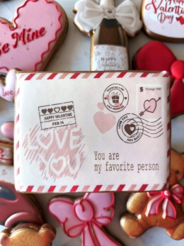Pierniczek lukrowany pocztówka walentynkowa you are my favorite person TWÓJ NAPIS