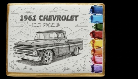 Ciastko lukier malowanka pędzelek maluj i zjedz  1961 Chevrolet C10 Pickup edukacja 