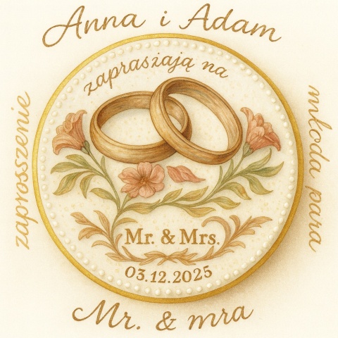 Ciastko lukier Ślub Zaproszenie  Anna i Adam Personalizuj