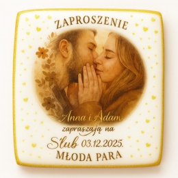 Ciastko lukier Ślub Zaproszenie  Certainly! Here's what it would look like following Personalizuj