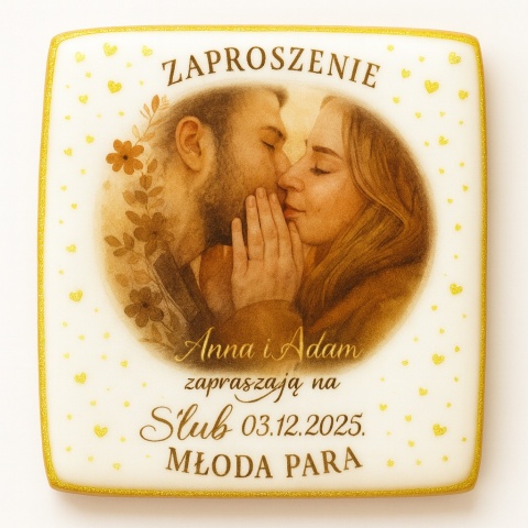 Ciastko lukier Ślub Zaproszenie  Certainly! Here's what it would look like following Personalizuj