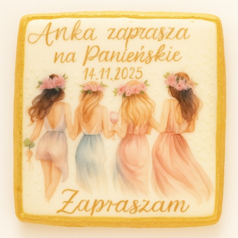 Ciastko lukier Ślub Zaproszenie  Ciastko Zaproszenie na Panieński Personalizuj
