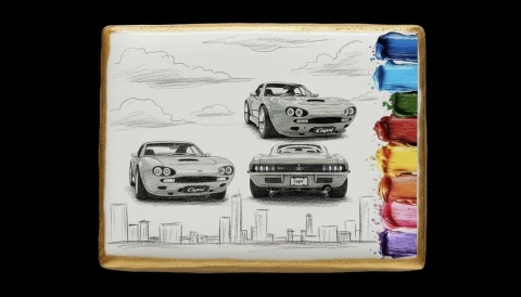 Ciastko lukier malowanka pędzelek maluj i zjedz  Ford Capri w miejskiej scenerii edukacja 