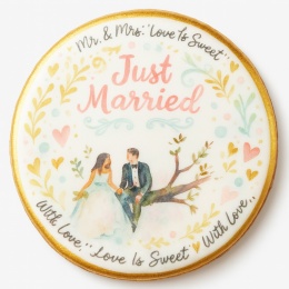 Ciastko lukier Ślub Zaproszenie  Just Married Bakegram Personalizuj