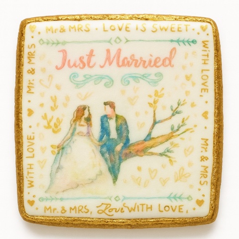 Ciastko lukier Ślub Zaproszenie  Just Married Celebration Personalizuj