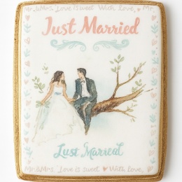 Ciastko lukier Ślub Zaproszenie  Just Married Personalizuj