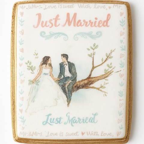 Ciastko lukier Ślub Zaproszenie  Just Married Personalizuj