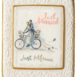 Ciastko lukier Ślub Zaproszenie  Just Married Personalizuj