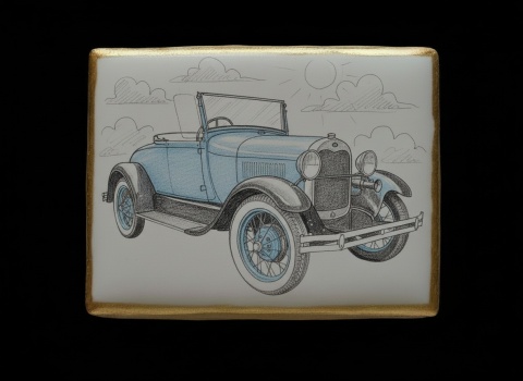 Lukrowane Ciastko Prezent MOTO Fana Klasyka Retro na Ciasteczku AUTO dla Mężczyzny