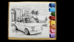 Ciastko lukier malowanka pędzelek maluj i zjedz  Kolorowanka Retro Auto edukacja 