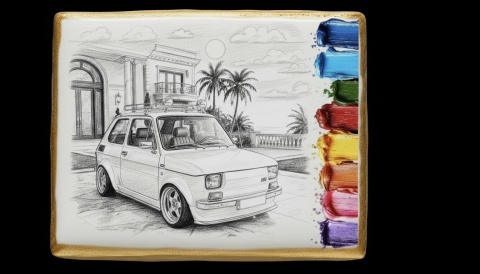 Ciastko lukier malowanka pędzelek maluj i zjedz  Kolorowanka Retro Auto edukacja 