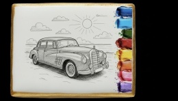 Ciastko lukier malowanka pędzelek maluj i zjedz  Kolorowanka Retro Auto edukacja 
