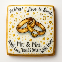 Ciastko lukier Ślub Zaproszenie  Love Is Sweet Bakegram Personalizuj