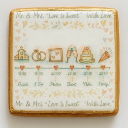 Ciastko lukier Ślub Zaproszenie  Love Is Sweet Wedding Schedule Cookie Personalizuj