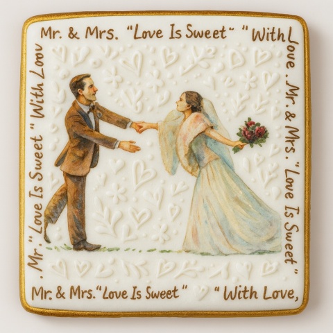 Ciastko lukier Ślub Zaproszenie  Love Is Sweet Personalizuj