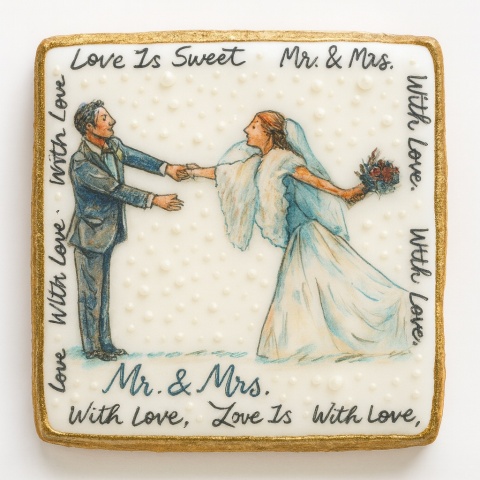 Ciastko lukier Ślub Zaproszenie  Love Is Sweet Personalizuj