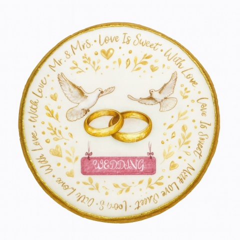 Ciastko lukier Ślub Zaproszenie  Love Is Sweet Personalizuj