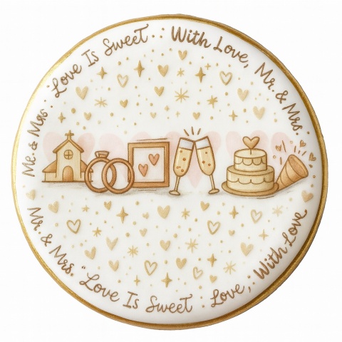 Ciastko lukier Ślub Zaproszenie  Love Is Sweet Personalizuj
