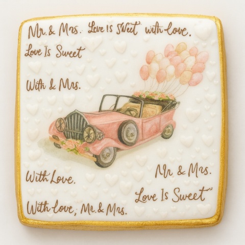 Ciastko lukier Ślub Zaproszenie  Love Is Sweet Personalizuj
