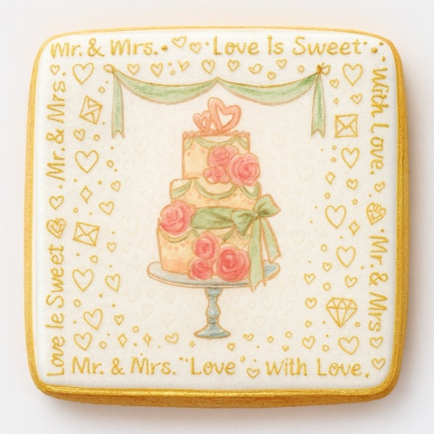 Ciastko lukier Ślub Zaproszenie  Love Is Sweet Personalizuj