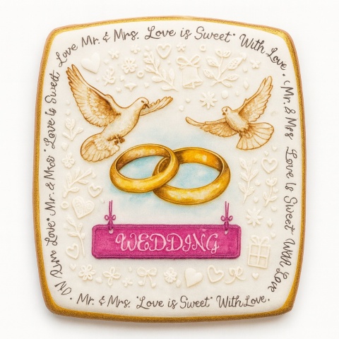 Ciastko lukier Ślub Zaproszenie  Love is Sweet Wedding Cookie Personalizuj