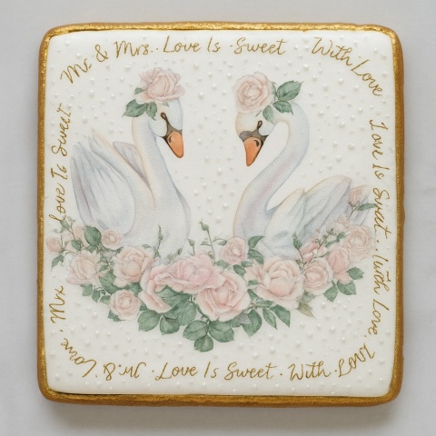 Ciastko lukier Ślub Zaproszenie  Love is Sweet Personalizuj