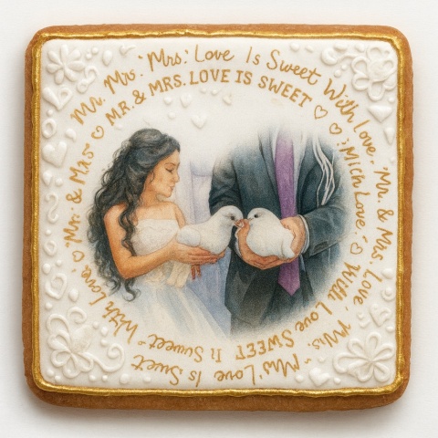 Ciastko lukier Ślub Zaproszenie  Love is Sweet Personalizuj