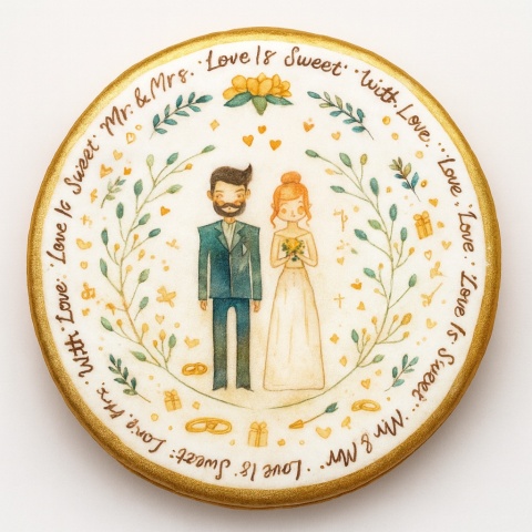 Ciastko lukier Ślub Zaproszenie  Love is Sweet Personalizuj