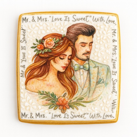 Ciastko lukier Ślub Zaproszenie  Love is Sweet Personalizuj