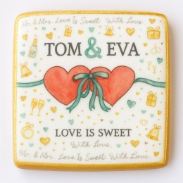Ciastko lukier Ślub Zaproszenie  Love is Sweet Personalizuj