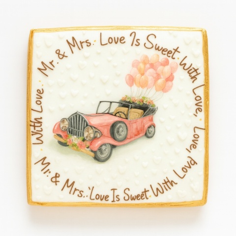 Ciastko lukier Ślub Zaproszenie  Love is Sweet Personalizuj