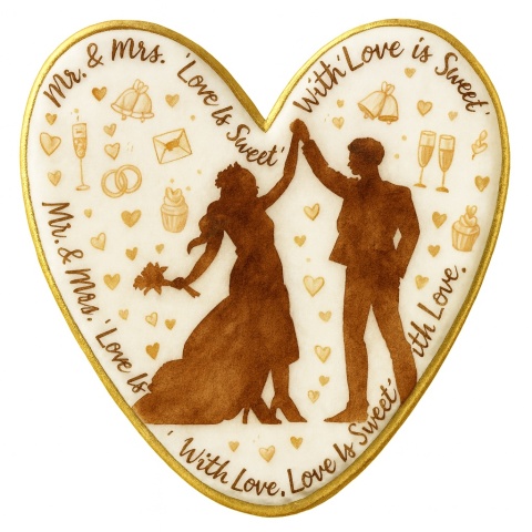 Ciastko lukier Ślub Zaproszenie  Love is Sweet Personalizuj