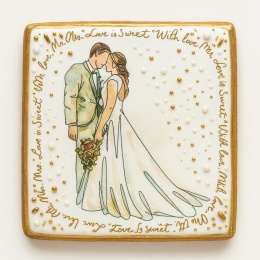 Ciastko lukier Ślub Zaproszenie  Love is Sweet Personalizuj